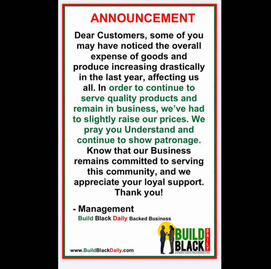 Build Black Daily Price Increase Sign